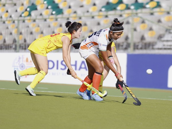 Navneet Kaur in action against China in FIH Pro-Hockey League match