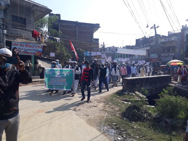 Jamiat Ulema-e-Nepal on Thursday organised a protest rally in Birgunj town of Nepal to condemn the genocide of Uyghur Muslims. Photo/ANI