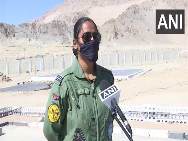 Flight lieutenant Neha Singh speaking to ANI on Saturday. Photo/ANI