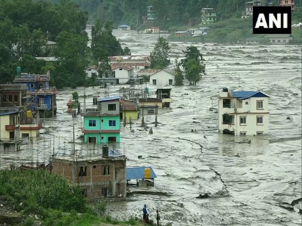Flood in Sindhupalchok district. (Photo/ANI)