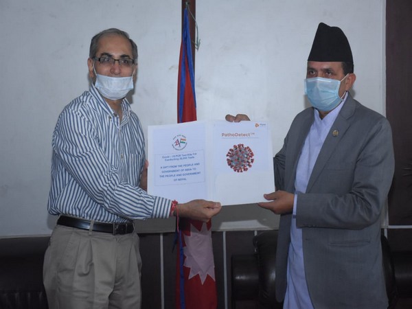India ambassador to Nepal Vinay Mohan Kwatra handed over a consignment of PCR test kits to Nepali Health Minister Bhanubhakta Dhakal today morning.