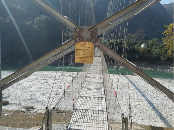 Suspension bridge constructed over Mahakali River in Nepal's Darchula district. 
