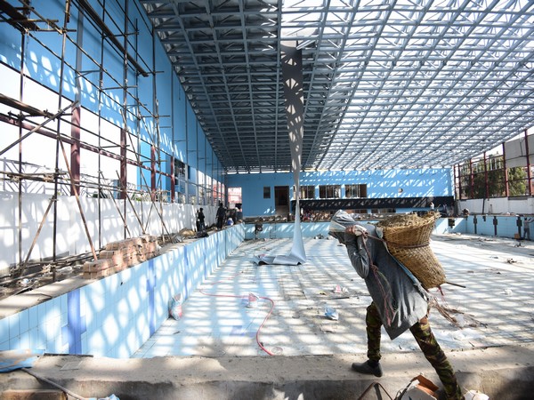 Construction work underway at Dasarath International Stadium in Kathmandu