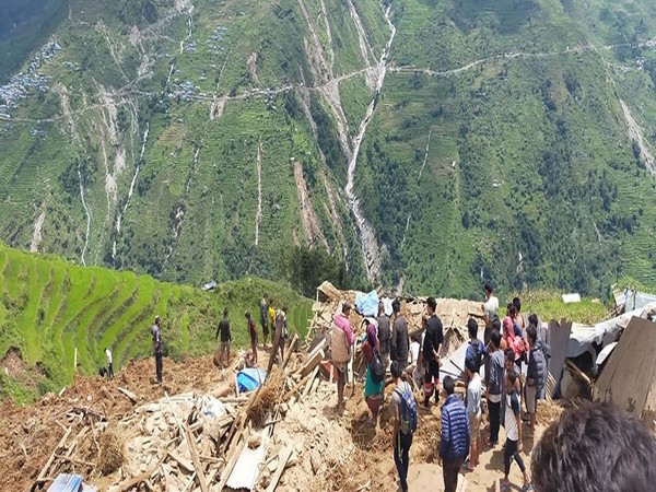People being rescued from the landslide in Sindhupalchok district in Nepal. Photo/ANI
