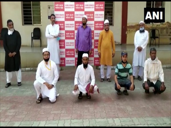 The nine people arrested for violating lockdown in Vadodara, Gujarat. Photo/ANI