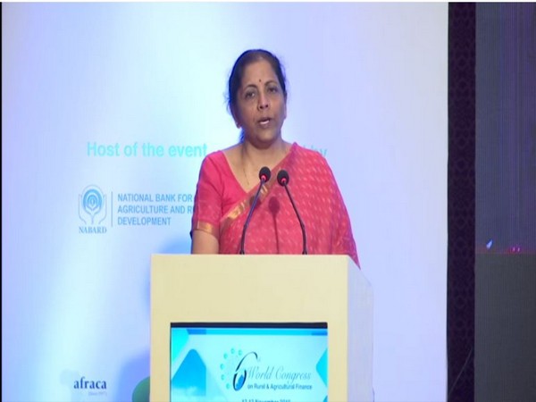 Finance Minister Nirmala Sitharaman at 6th World Congress on Rural & Agriculture Finance in New Delhi. [Photo/ANI]