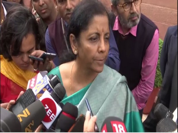 Nirmala Sitharaman speaking to reporters in New Delhi on Friday.