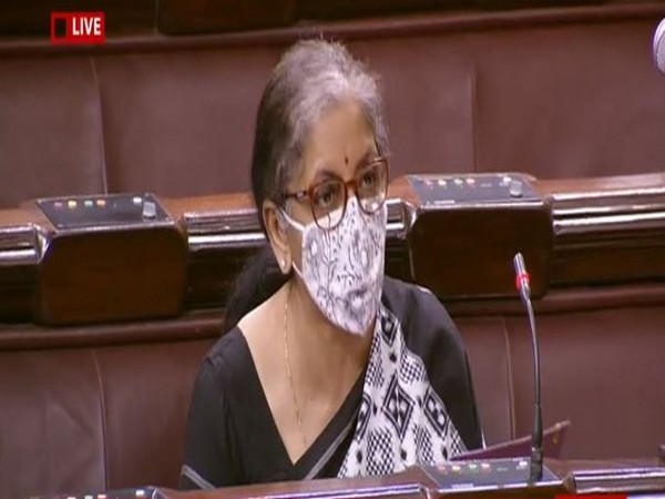Union Finance Minister Nirmala Sitharaman speaking at the Rajya Sabha on Saturday. 