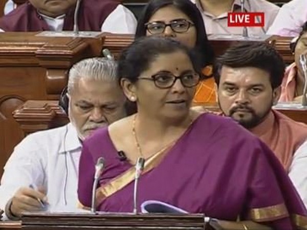 Sitharaman while presenting the Budget in Parliament on Friday. Pic courtesy: LS TV