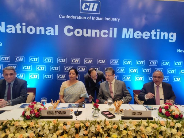 Kotak seated with Sitharaman at the CII National Council Meeting in New Delhi on Friday