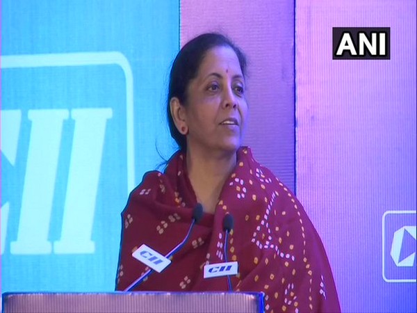 Finance Minister Nirmala Sitharaman speaking at an event in New Delhi on Tuesday. Photo/ANI