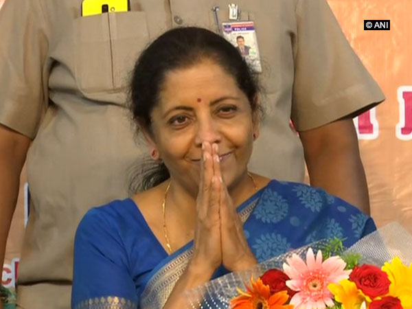 Defence Minister Nirmala Sitharaman during a Vijay Sankalp event in Hyderabad on Sunday. Photo/ANI