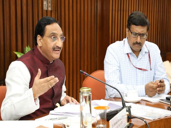 Union Minister Ramesh Pokhriyal while AICTE and IIT Guwahati signed a Memorandum of Understanding (MoU) on Friday. (Photo/ANI)