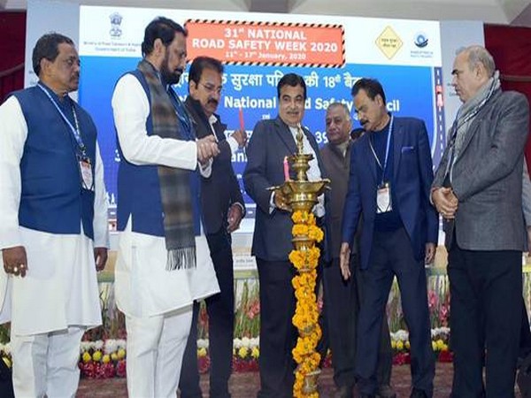 Nitin Gadkari lighting lamps at the 18th Meeting of National Road Safety Council and 39th Meeting of Transport Development Council in New Delhi (Picture Courtesy - PIB)