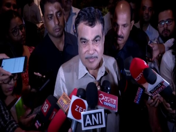 Union Minister Nitin Gadkari talking to reporters in New Delhi on Friday. Photo/ANI