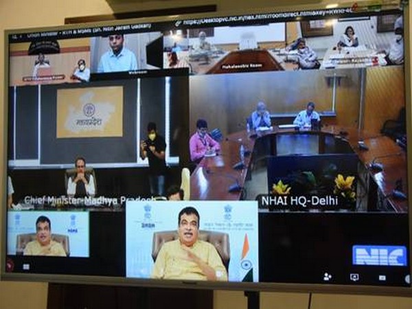 Union Minister for Road Transport and Highways and MSME Nitin Gadkari reviewing the Chambal Express Project through video conferencing. 