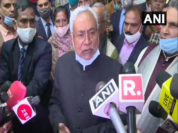 Bihar Chief Minister Nitish Kumar talking to reporters on Tuesday. (Photo/ANI) 