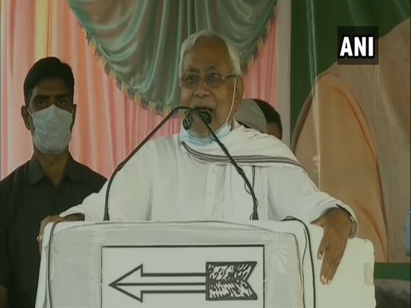 Bihar Chief Minister Nitish Kumar speaking at a rally in Bihar on Thursday. Photo/ANI
