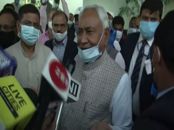 Bihar Chief Minister Nitish Kumar speaks to reporters in Patna on Tuesday. (Photo/ANI)