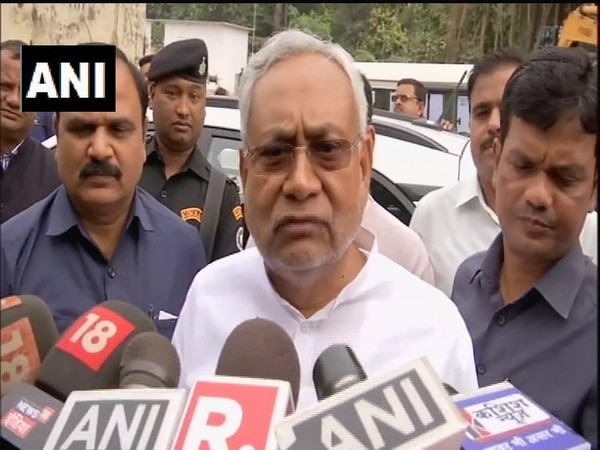Bihar chief minister Nitish Kumar speaking to reporters in Patna on Saturday. Photo/ANI