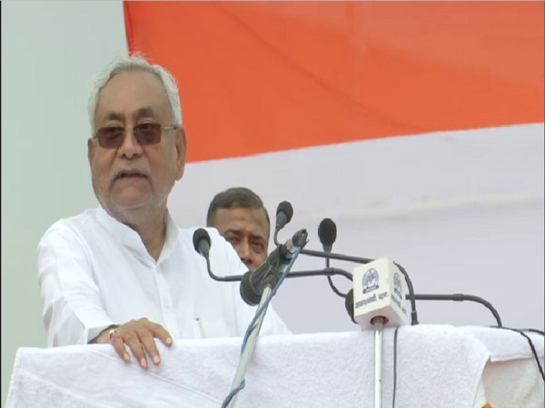 Bihar Chief minister Nitish Kumar speaking on the Independence Day in Patna. Photo/ANI