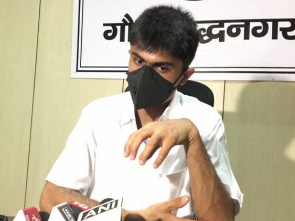 District Magistrate, Gautam Buddh Nagar, Suhas LY speaking to media in Nodia on Sunday. Photo/ANI