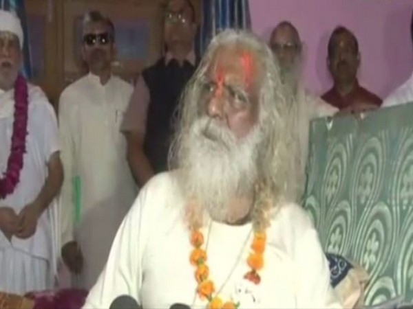 President of Ram Janmabhoomi Trust, Mahant Nritya Gopal Das Maharaj speaking to reporters in Gwalior on Friday. Photo/ANI