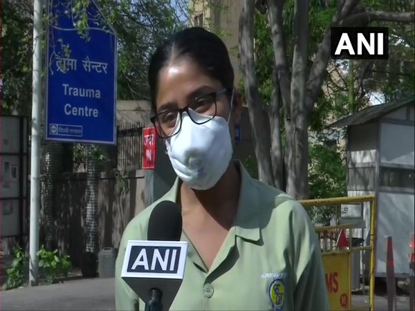 Pooja Sethi, nursing officer posted at AIIMS speaking to ANI. Photo/ANI