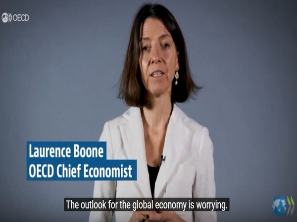 OECD Chief Economist Laurence Boone presenting the report in Paris on Thursday.