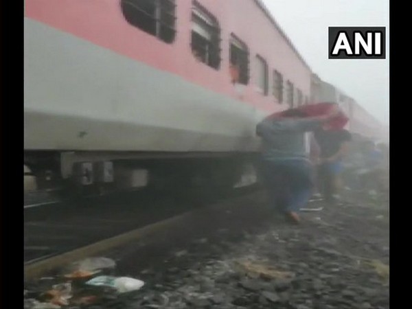 8 coaches derailed after Lokmanya Tilak Express hits a guard van of a goods train [Photo/ANI]