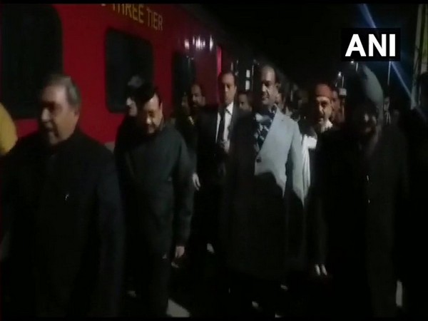 Lok Sabha Speaker Om Birla at Harrawala railway station on Wednesday. Photo/ANI