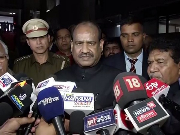 Lok Sabha Speaker Om Birla speaking to reporters in Chandigarh on Wednesday. Photo/ANI