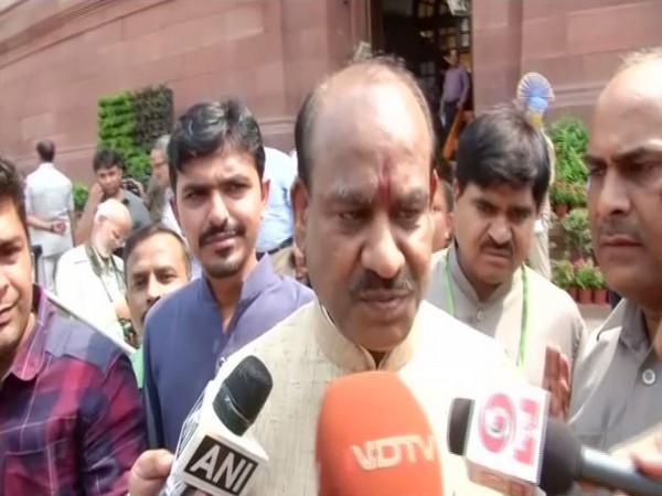 Lok Sabha Speaker Om Birla speaking to reporters on Wednesday in New Delhi. Photo/ANI