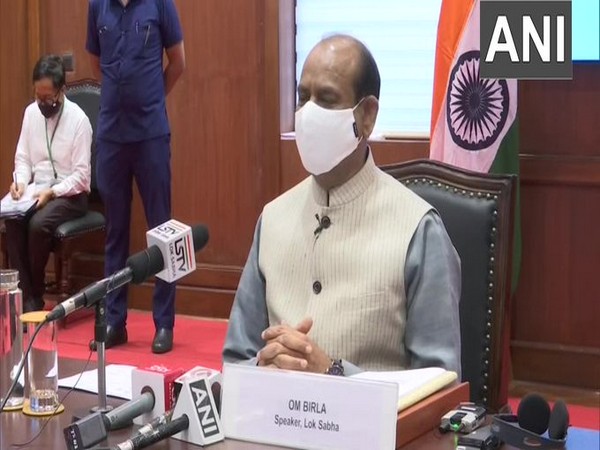 Lok Sabha speaker Om Birla speaking to presiding officers on the COVID situation via video conference on Monday. (Photo/ANI)