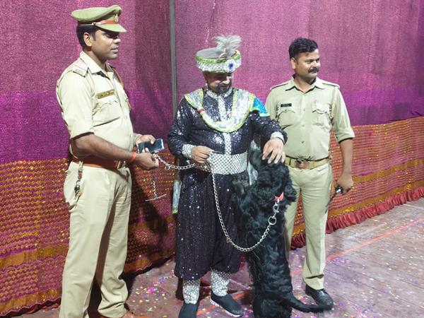 Magician OP Sharma with his dog 'Candy'