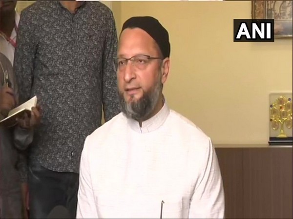 AIMIM chief Asaduddin Owaisi speaking to media persons on Saturday in Hyderabad. Photo/ANI