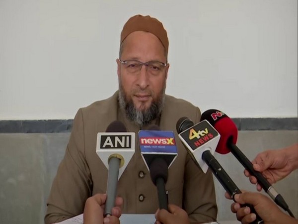 AIMIM chief Asaduddin Owaisi speaking to reporters at a press conference in Hyderabad on Thursday. Photo/ANI
