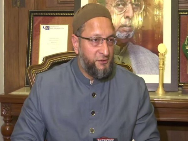 AIMIM president Asaduddin Owaisi speaking to reporters in Hyderabad on Tuesday. Photo/ANI