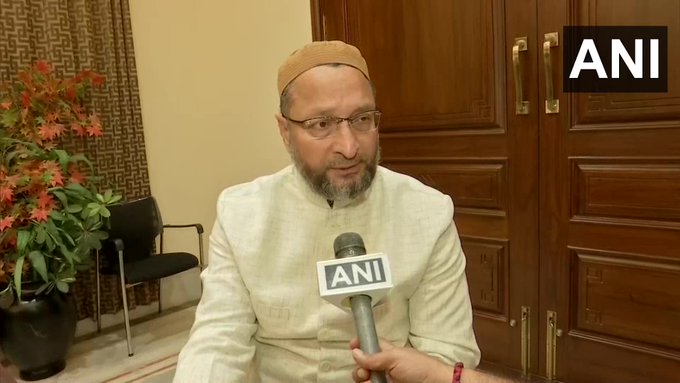 AIMIM chief Asaduddin Owaisi talking to ANI
