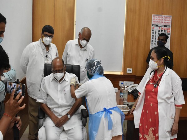 Nationalist Congress Party Chief, Sharad Pawar gets COVID-19 vaccination (Photo/ANI)