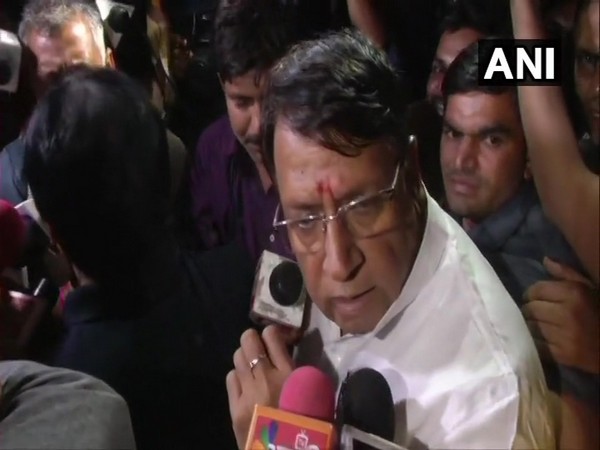 Congress leader PC Sharma talking to reporters in Bhopal, Madhya Pradesh, on Monday night. Photo/ANI