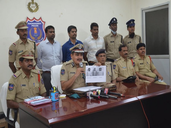 Telangana Police addressing a press conference on Sunday. (Photo/ANI)