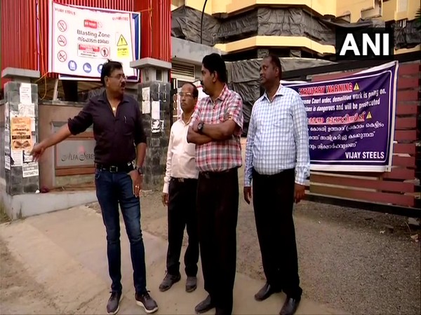 The Petroleum and Explosives Safety Organisation (PESO) team at the demolition site in Maradu, Kochi on Monday. Photo/ANI