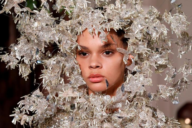 A model presenting designer Pierpaolo Piccioli Haute Couture Fall/Winter 2019/20 show