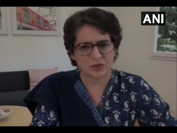 Congress leader Priyanka Gandhi Vadra in an online address on Wednesday. Photo/ANI