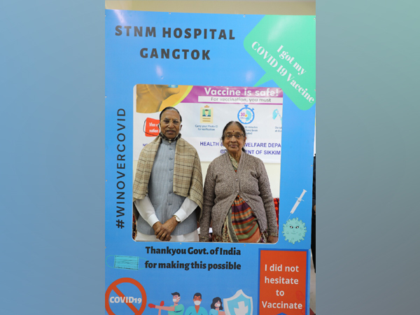 Ganga Prasad, Governor of Sikkim along with his wife Kamla Devi after receiving COVID-19 vaccination (Photo/ANI)