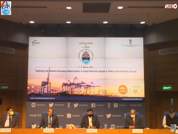 Visual of Union Minister Mansukh Mandaviya addressing the press conference (Photo/ANI)