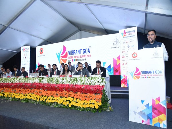 Chief Minister Pramod Sawant delivering speech at the inauguration of VG-GES 2019. Photo/ANI