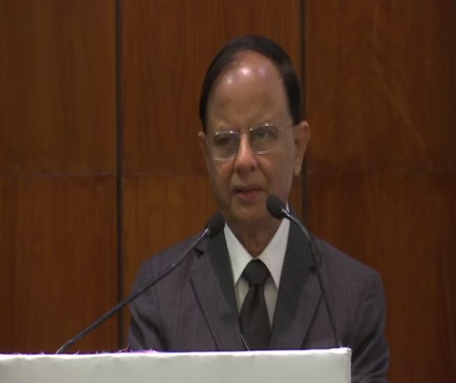 Principal Secretary to Prime Minister Narendra Modi, Dr PK Mishra speaking at the 15th Foundation Day of the NDMA in New Delhi on Friday. Photo/ANI