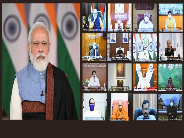 Prime Minister Narendra Modi meeting with CMs and Lt. Governors/ Administrators of States/UTs to review Public Health Preparedness to COVID-19, through video conferencing, in New Delhi. (Photo/PIB)